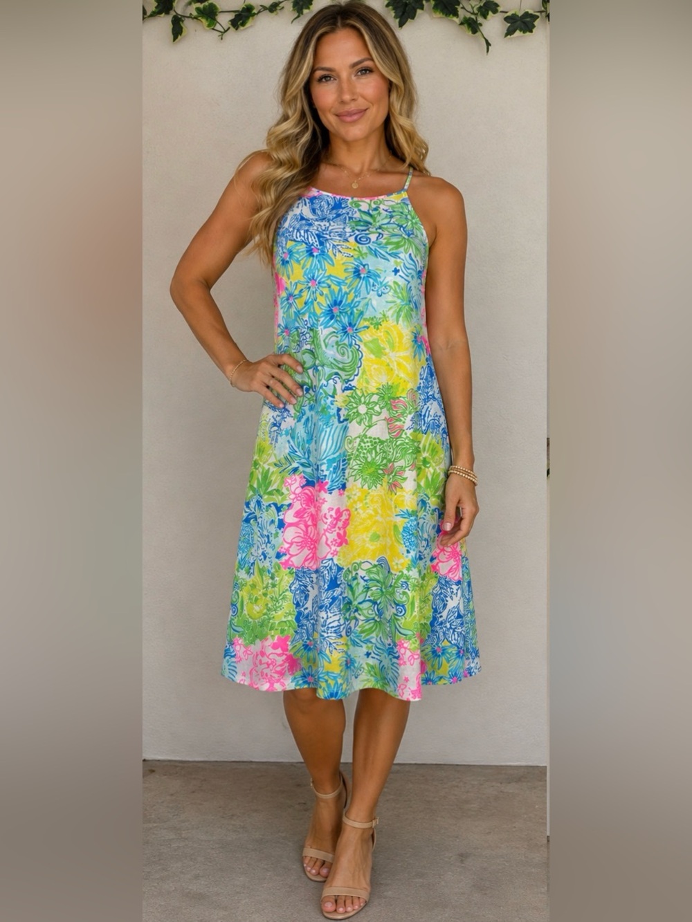 Lilly Pulitzer Margot Swing Dress Size Small Multicolor Floral Tassel Tie Back